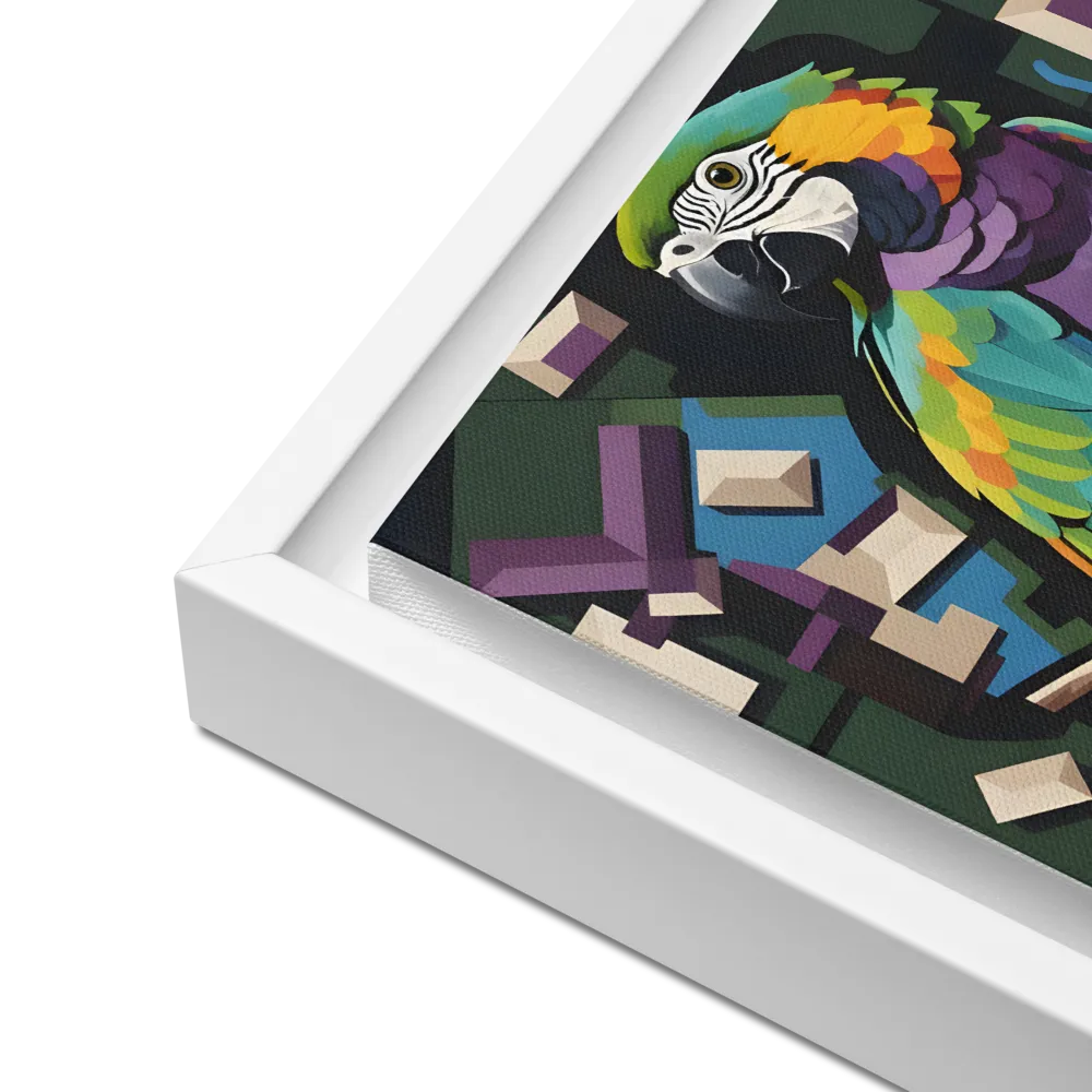 Prismatic Macaw 
 Canvas with White Frame | 12″x 12″