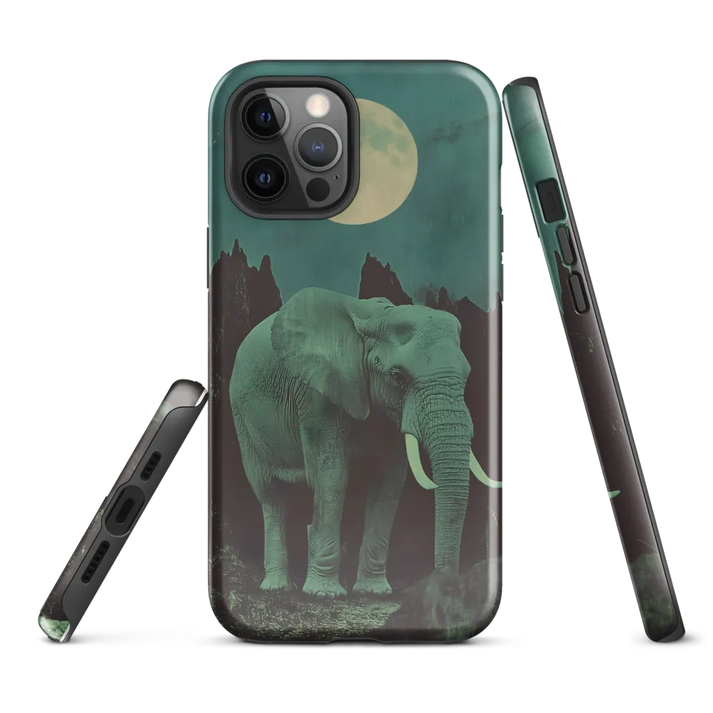 Ethereal Presence: Elephant Under a Full Moon | Phone Case |  12 Pro Max | Tough Case | Glossy