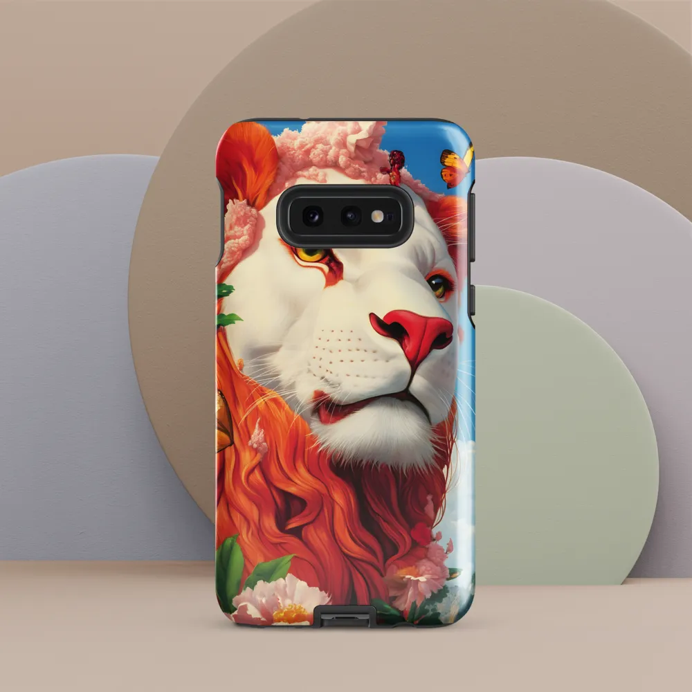 Majestic Lion Amidst Floral Splendor