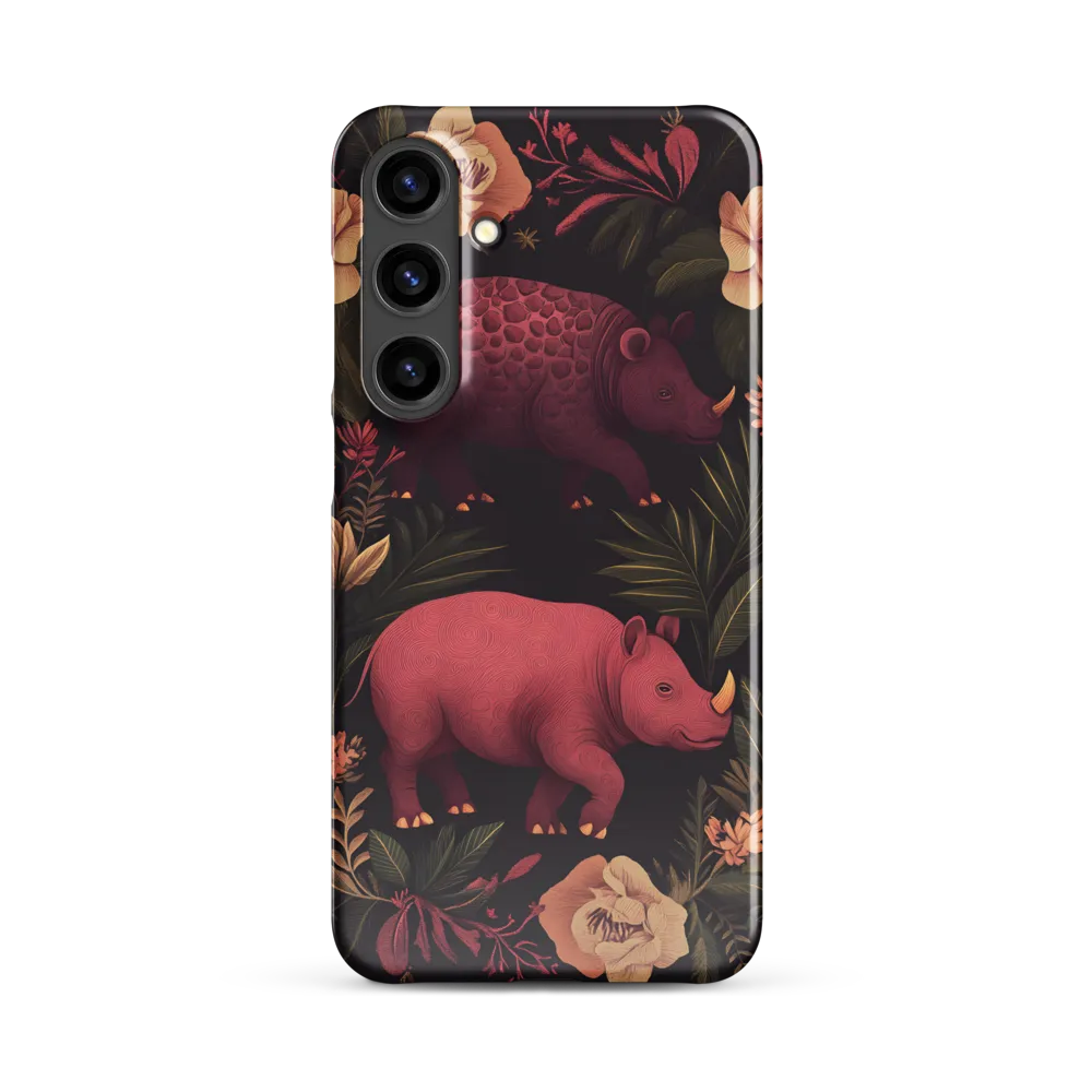 Rhinos in Floral Embrace