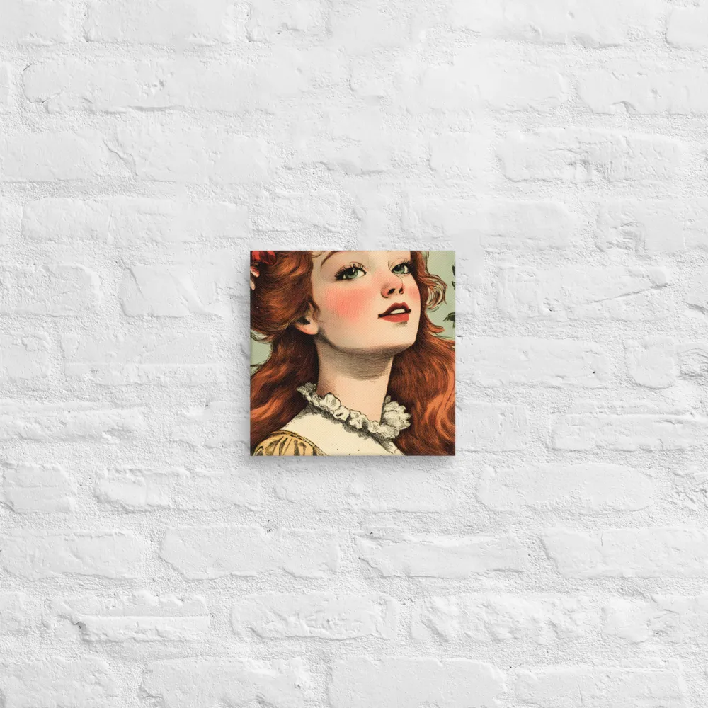 Whimsical Portrait of a Flower-Adorned Girl | Canvas | 10″×10″