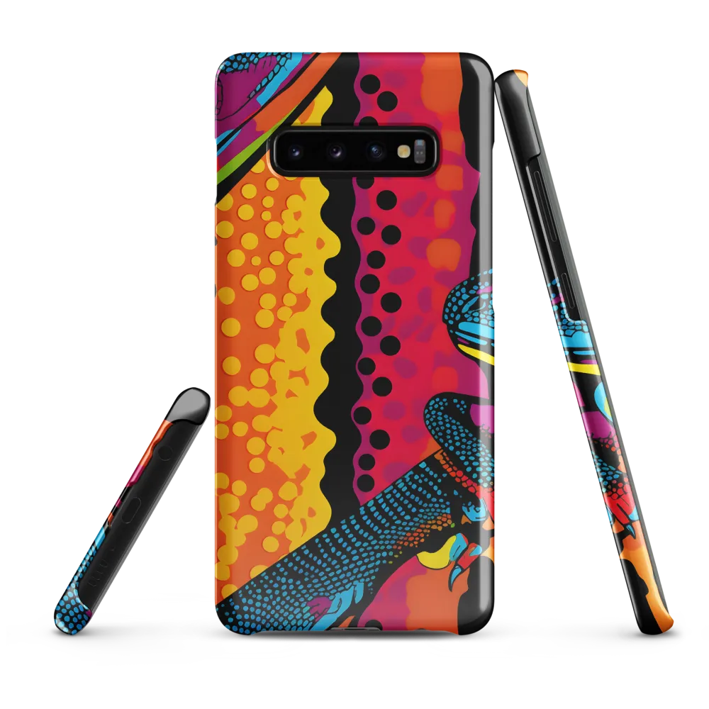 Colorful Encounters: The Playful Geckos | Phone Case |  S10 Plus | Snap Case | Glossy