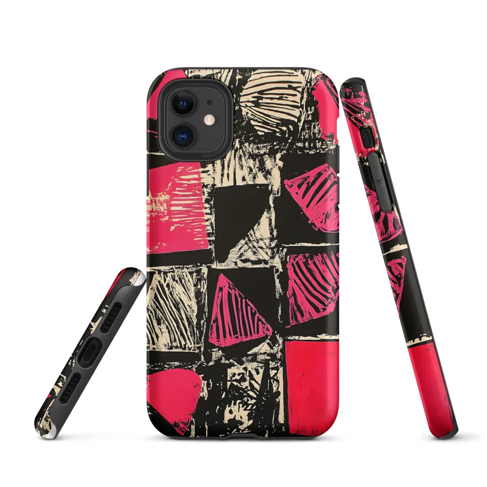 Geometric Symphony in Pink and Black