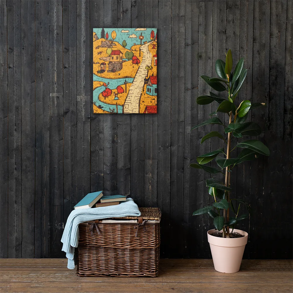 Whimsical Village Landscape | Canvas | 18″×24″