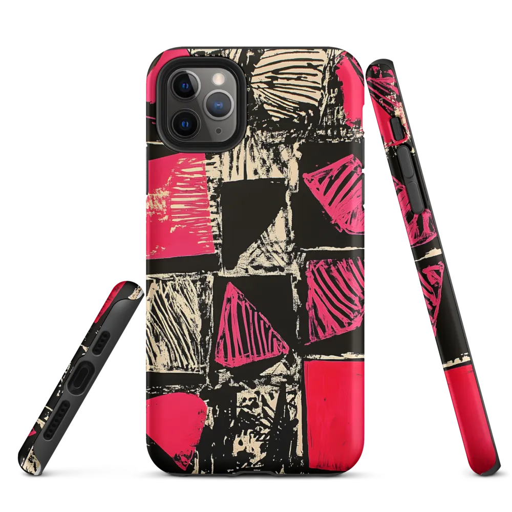 Geometric Symphony in Pink and Black