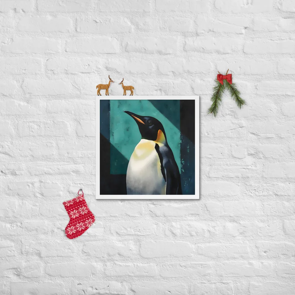 Regal Penguin 
 Poster with White Frame | 18″x 18″