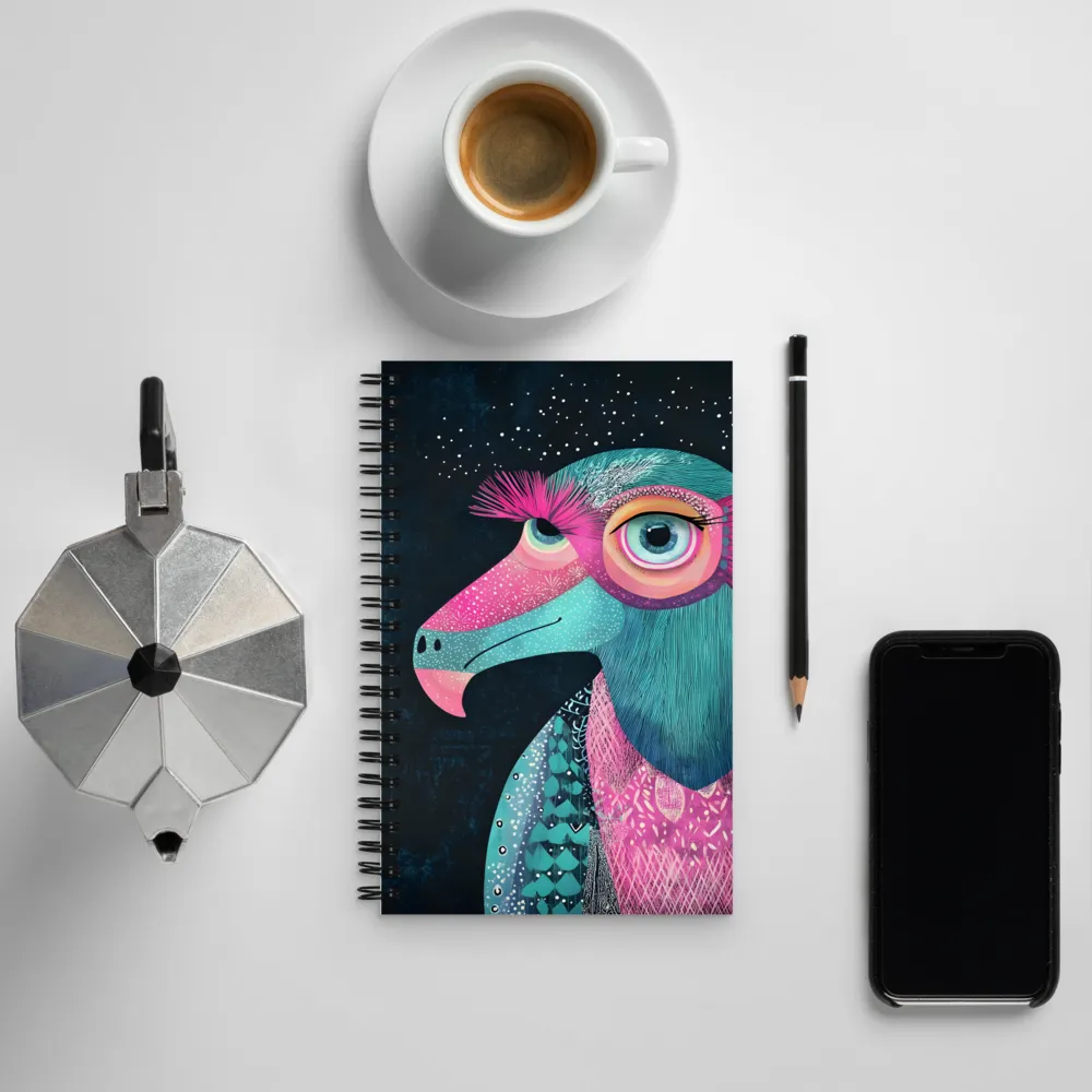 Whimsical Vulture: A Dance of Colors | Spiral Notebook