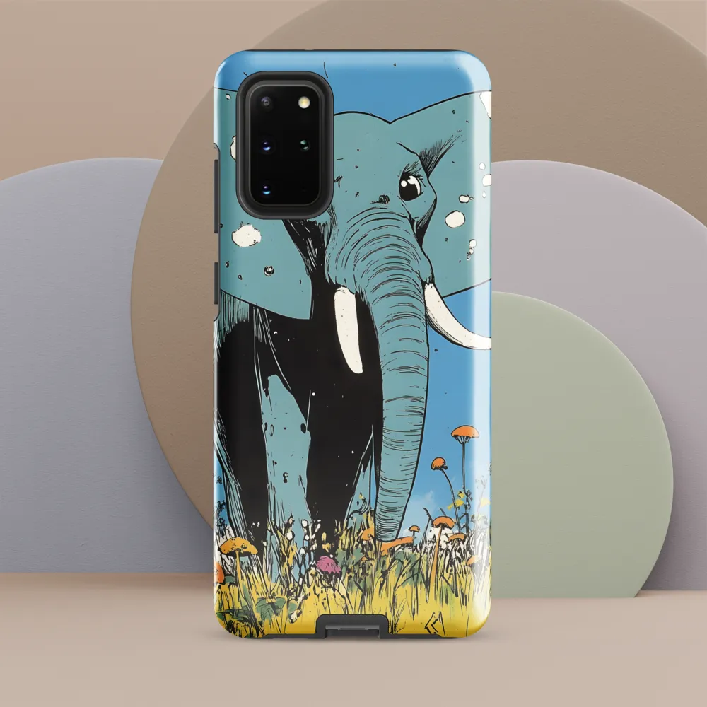 Whimsical Blue Elephant in Bloom