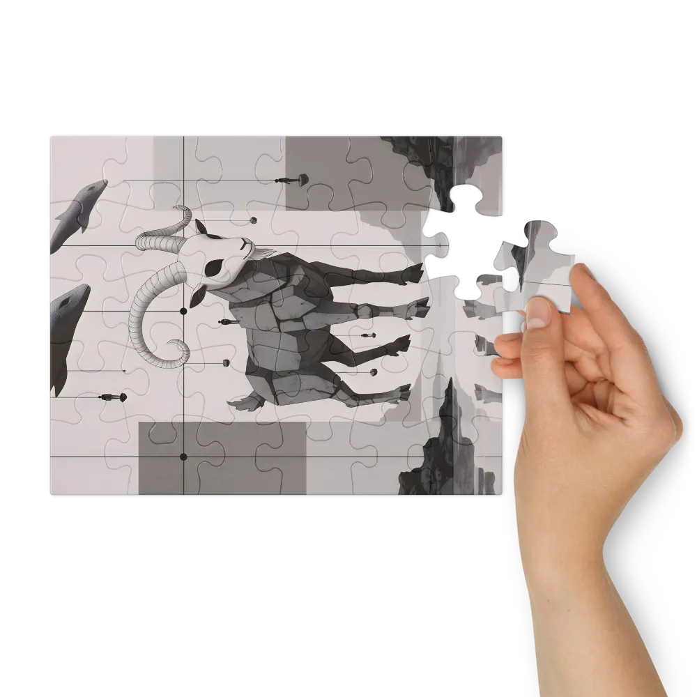 Suspended Ram 
 Jigsaw Puzzle in Tin Box