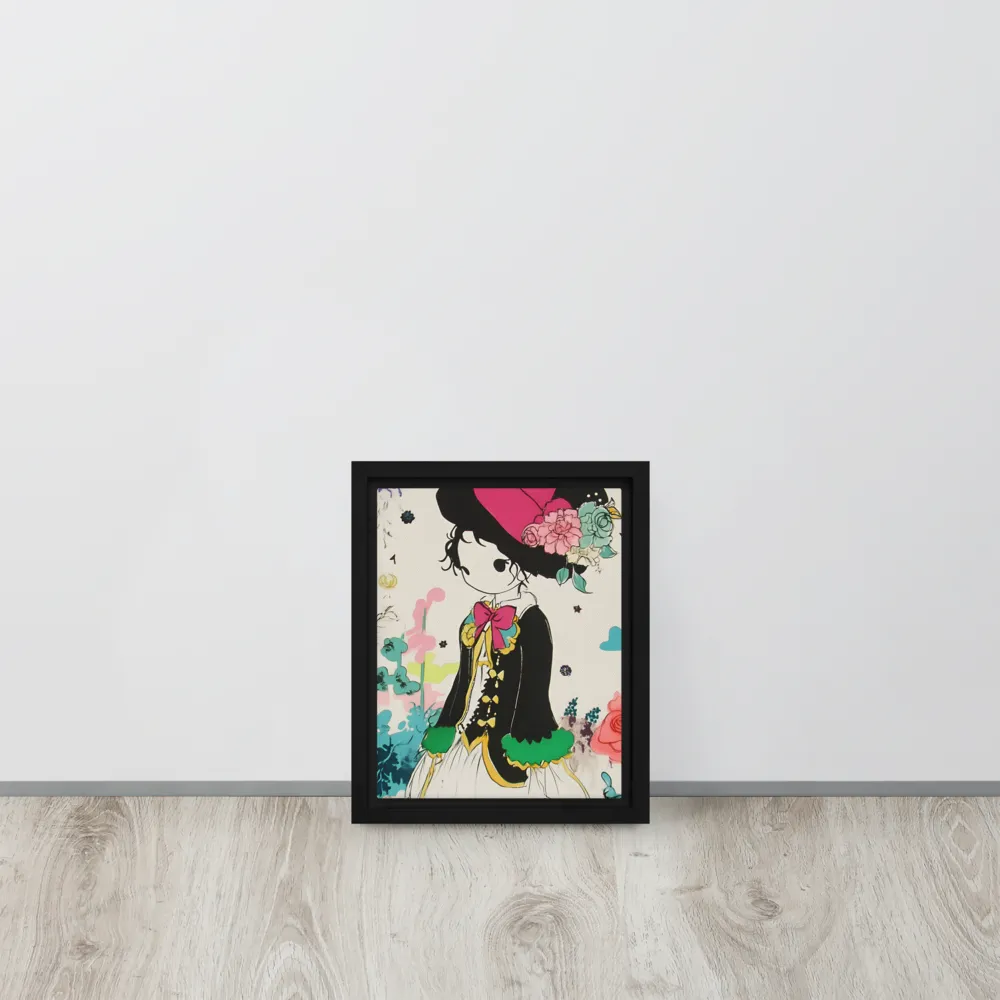 Whimsical Garden Reverie | Canvas with Black Frame | 8″×10″