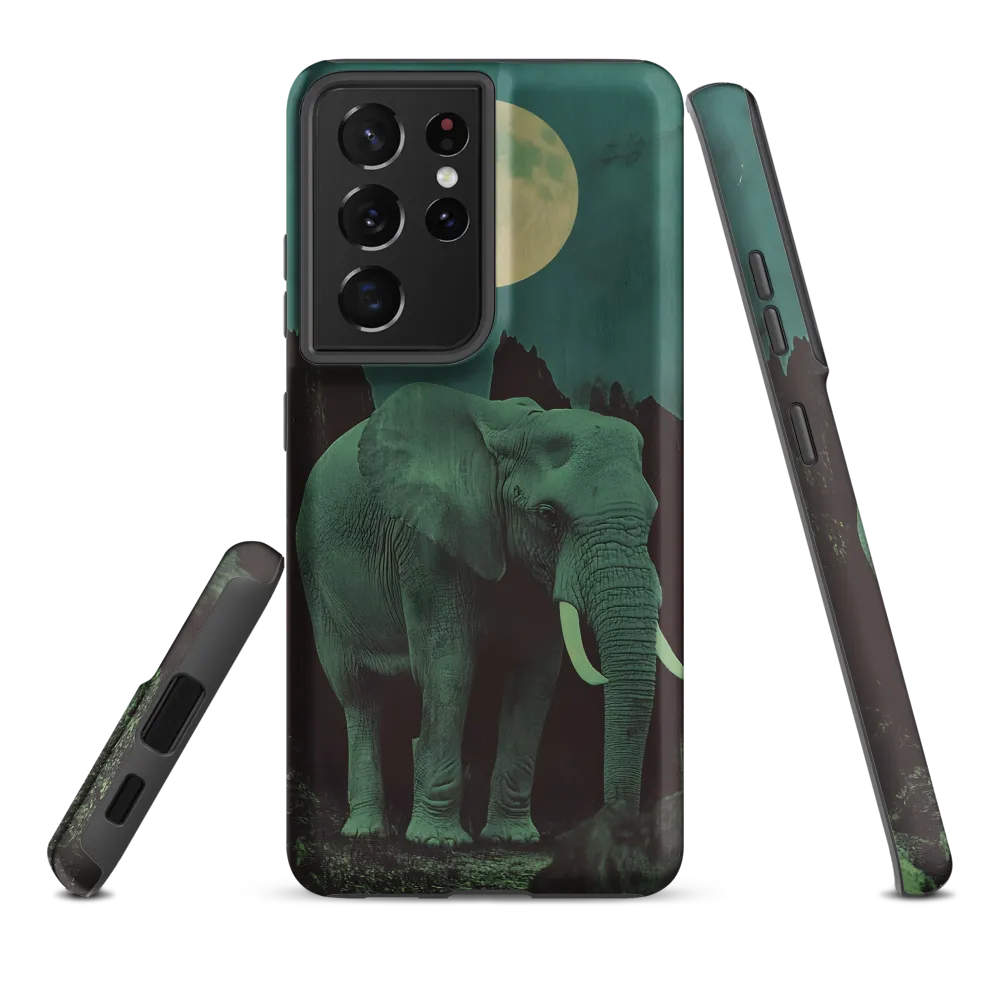 Ethereal Presence: Elephant Under a Full Moon | Phone Case |  S21 Ultra | Tough Case | Matte