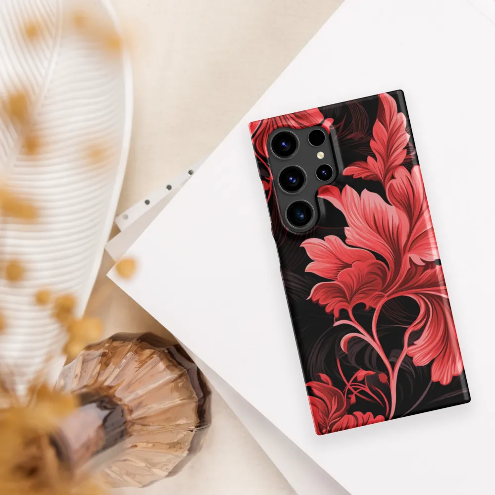 Tropical Elegance in Red | Phone Case |  S24 Ultra | Snap Case | Matte
