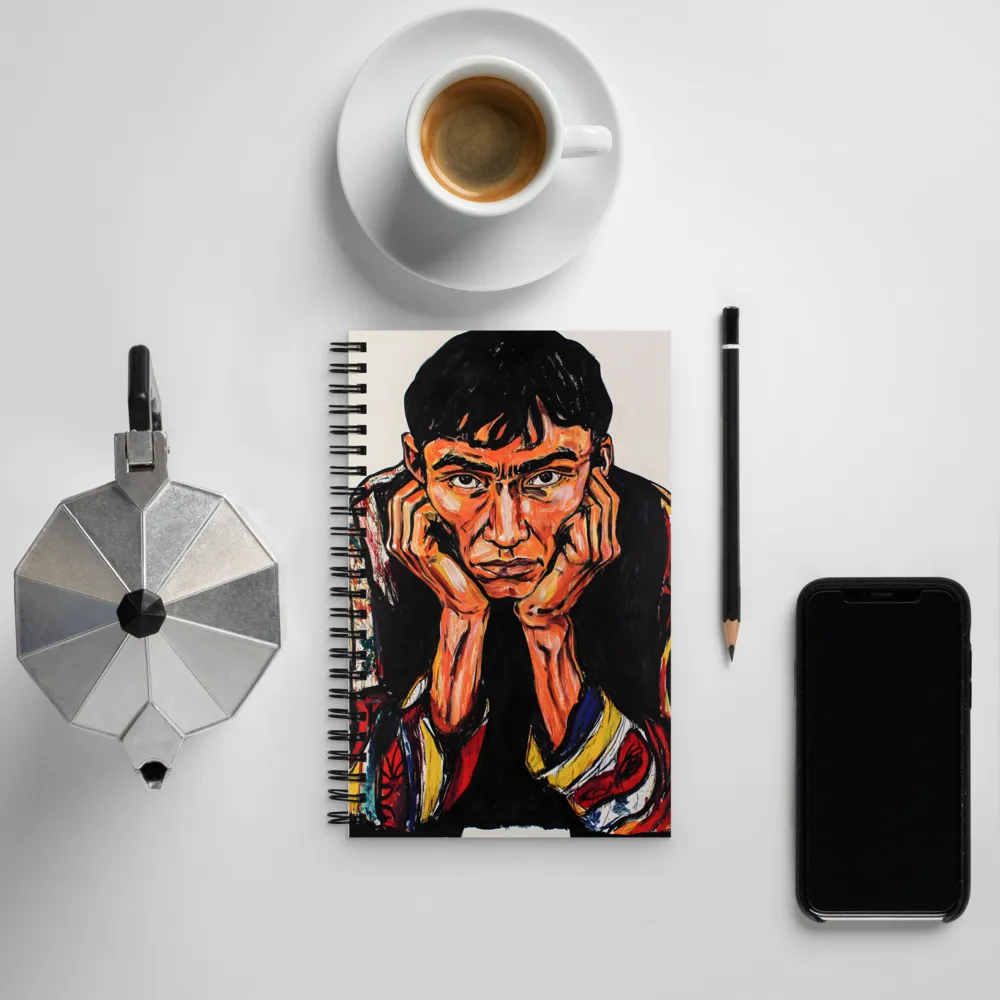 Contemplative Intensity: An Expressionist Portrait | Spiral Notebook