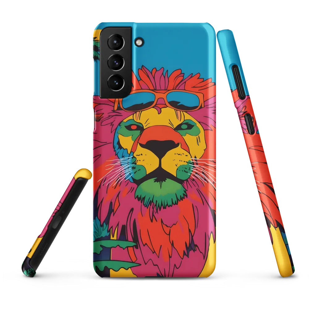 Lion with Sunglasses: A Vibrant Tropical Portrait