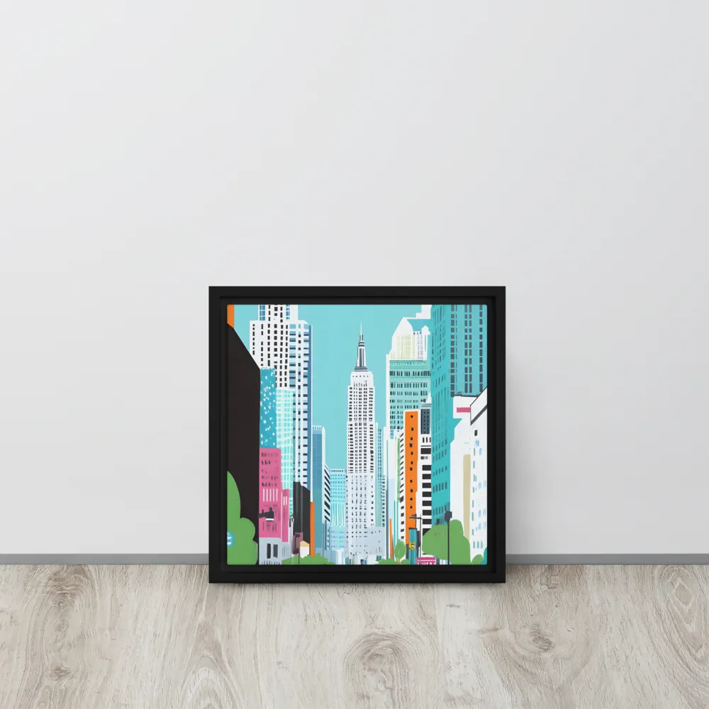 Urban Symphony: A Modern Cityscape | Canvas with Black Frame | 12″×12″