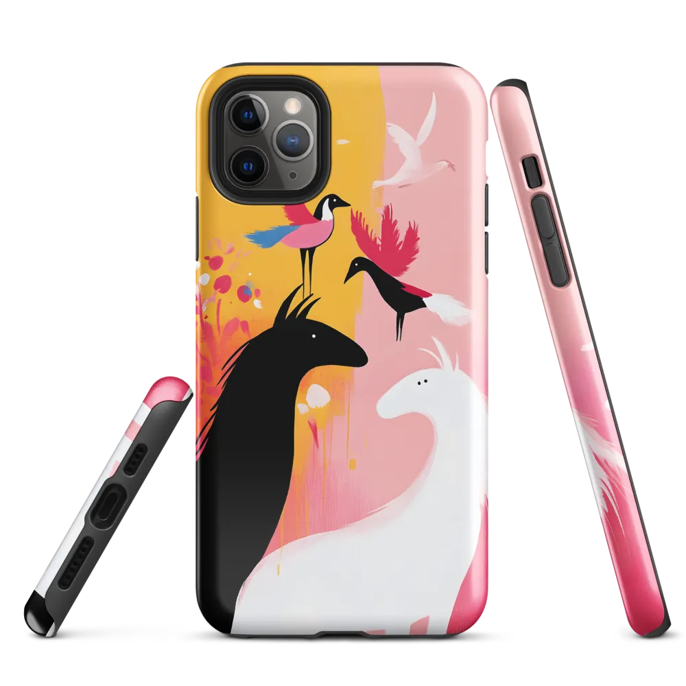 Harmony in Contrast: Horses and Birds | Phone Case |  11 Pro Max | Tough Case | Glossy