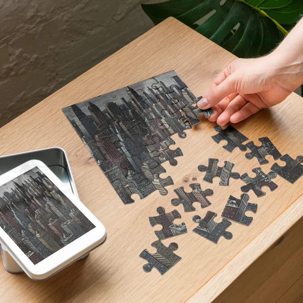 Metropolis Etching 
 Jigsaw Puzzle in Tin Box
