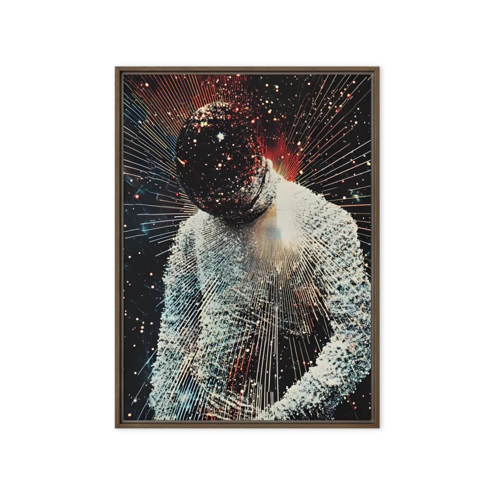 Ethereal Astronaut: A Journey Through the Cosmos | Canvas with Brown Frame | 20″×28″