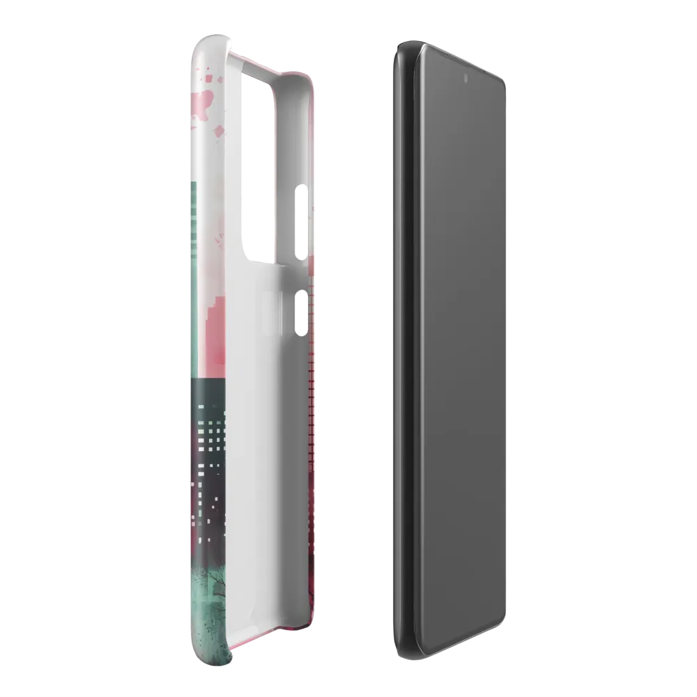 Dreamy Cityscape in Pink and Cyan