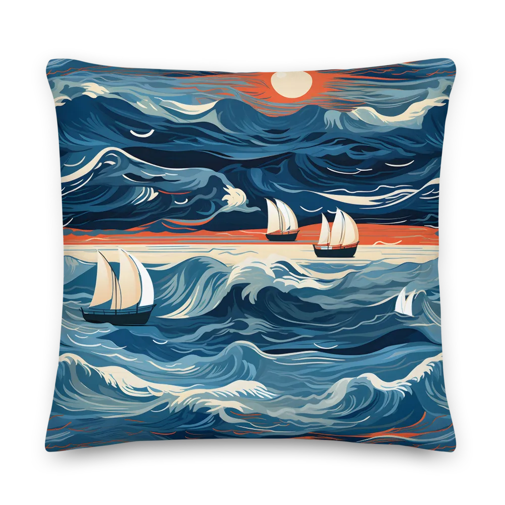 Ocean Whispers: A Voyage at Dusk | Pillow | 22″×22″