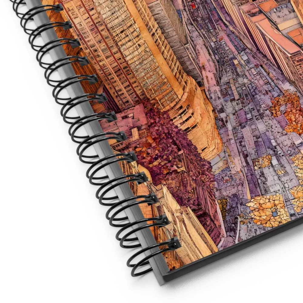 Mosaic Cityscape at Dusk | Spiral Notebook