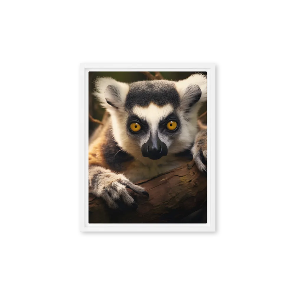 The Watchful Lemur | Canvas with White Frame | 11″×14″