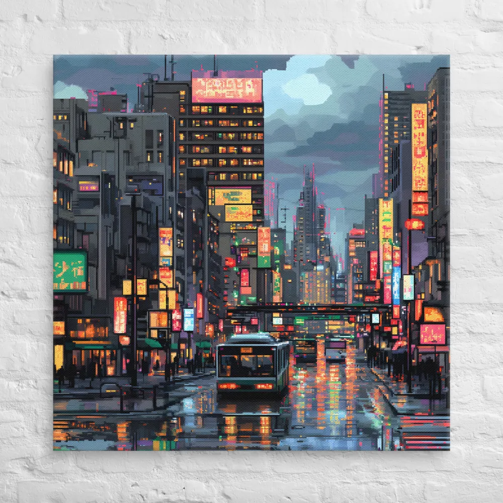 Neon Dreams: A Pixelated Urban Night