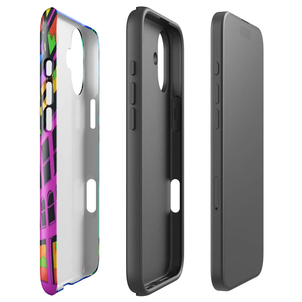 Neon Dreamscape: A Futuristic City at Dusk | Phone Case |  16 Plus | Tough Case | Glossy