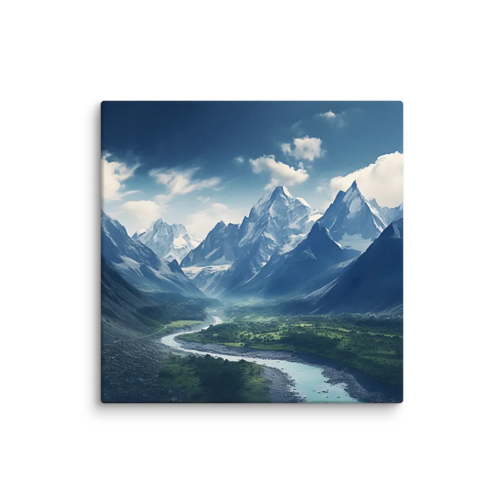 Majestic Serenity: A Landscape of Mountains and Rivers | Canvas | 37″×37″