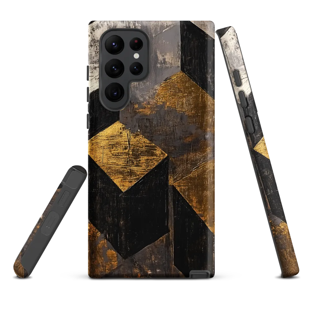 Geometric Harmony in Gold and Black | Phone Case |  S22 Ultra | Tough Case | Matte