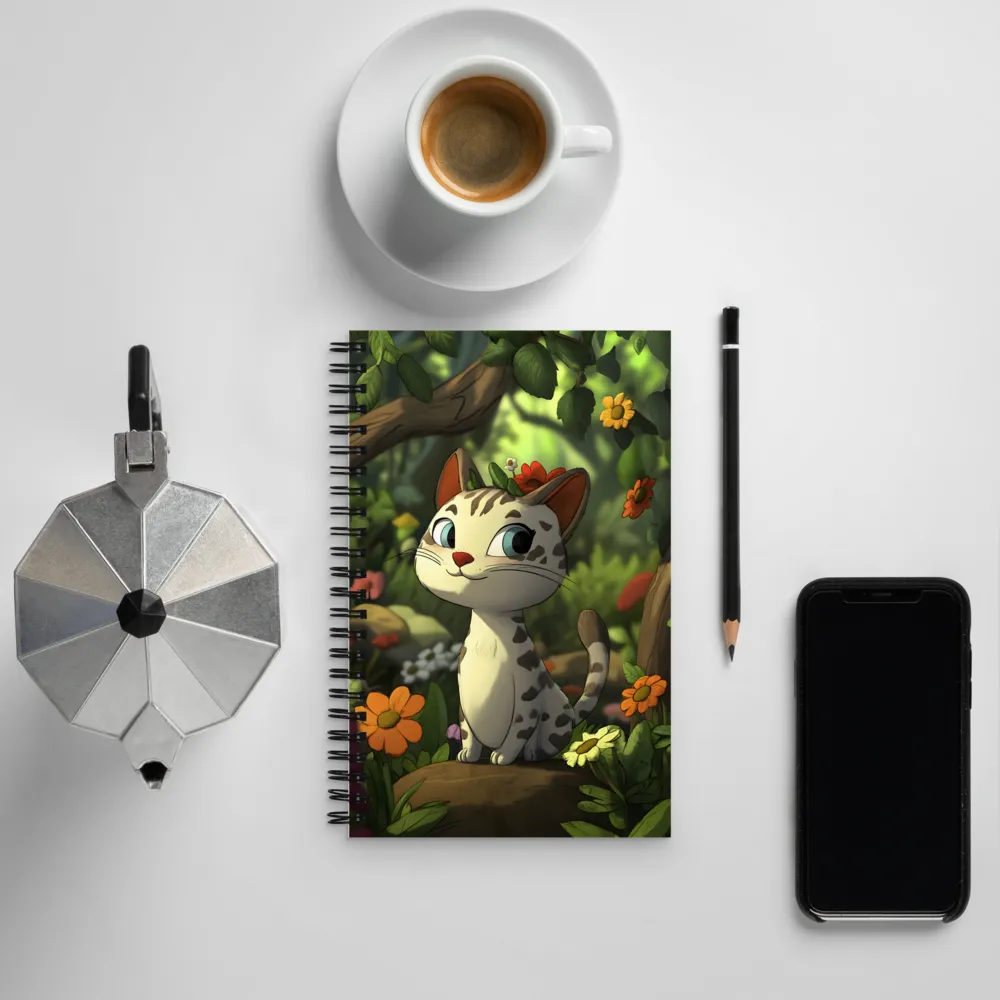 Whimsical Forest Cat | Spiral Notebook