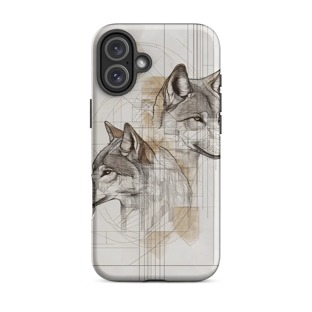 Geometric Harmony: The Essence of Wolves | Phone Case |  16 Plus | Tough Case | Matte