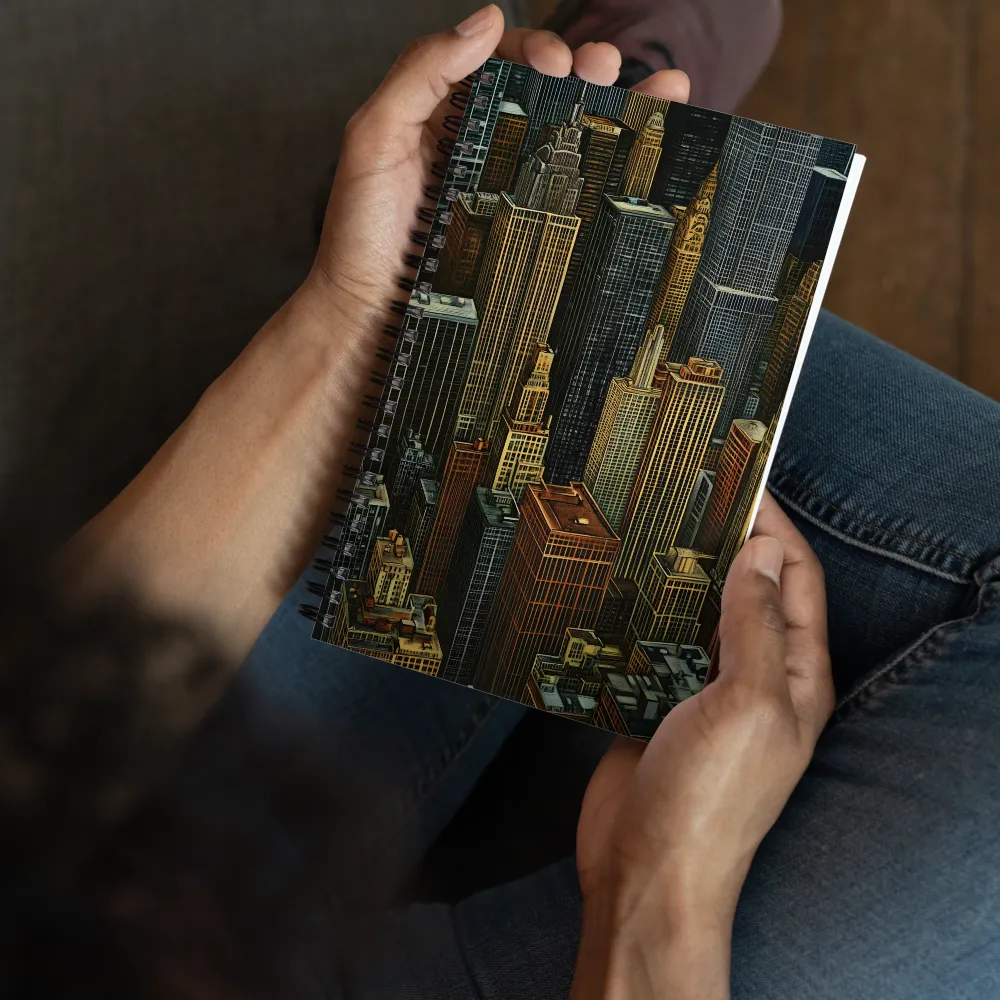 Urban Elegance: A Golden Cityscape | Spiral Notebook