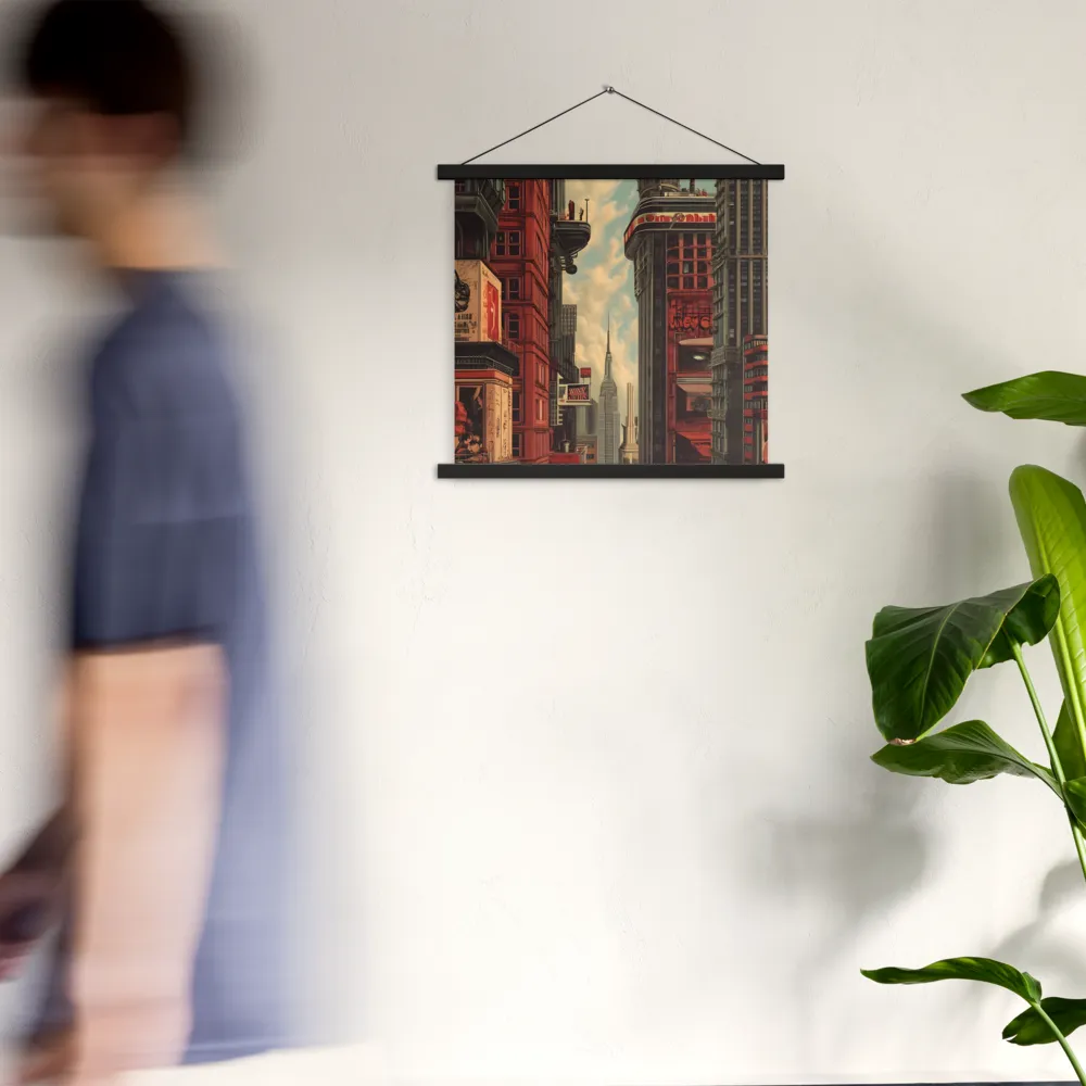 A Glimpse of Tomorrow: Urban Ambition | Poster With Black Wood Hanger | 18″×18″