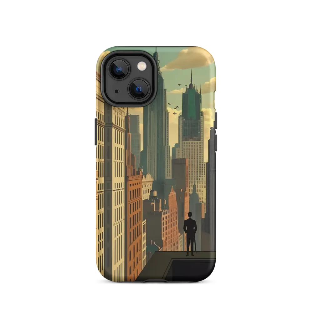 Urban Dreams: A Silhouette in Art Deco Cityscape