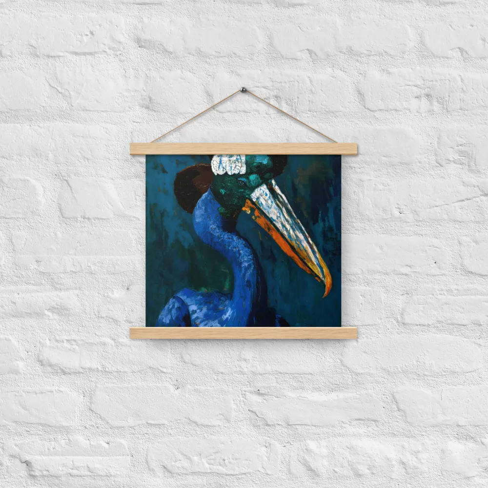 Majestic Absurdity: The Hat-Wearing Bird | Poster With Oak Wood Hanger | 14″×14″