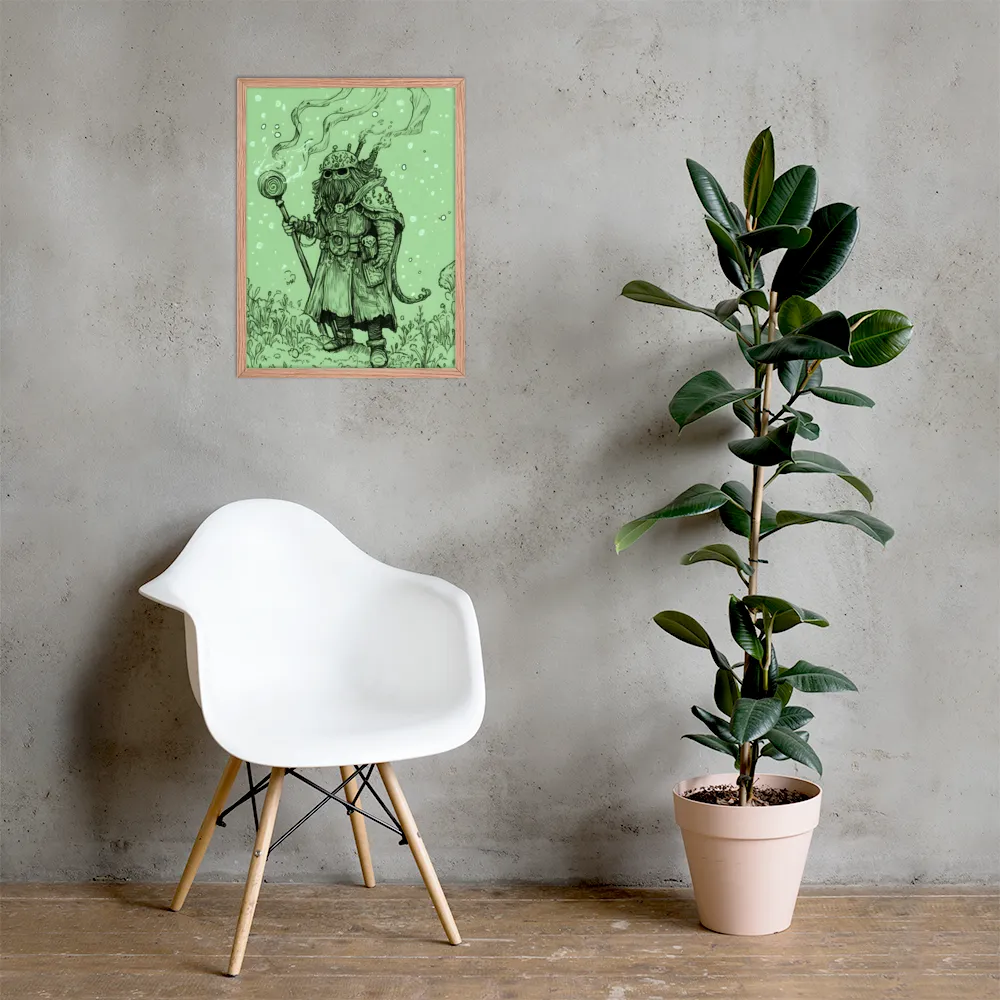 The Enigmatic Wizard | Poster with Red oak Frame | 18″×24″