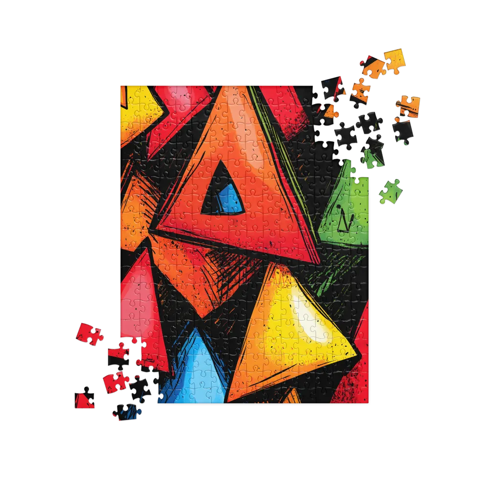 Vibrant Triangles in Abstract Harmony | Jigsaw Puzzle | 252/520 pieces