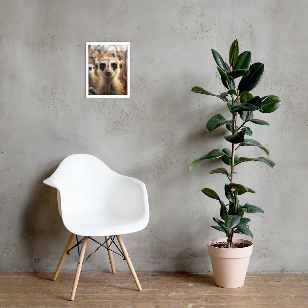 Curious Meerkats in Community | Poster with White Frame | 11″×14″