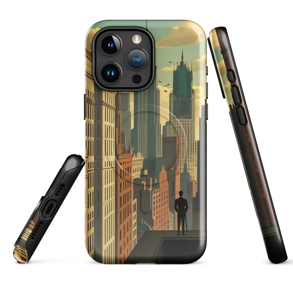 Urban Dreams: A Silhouette in Art Deco Cityscape