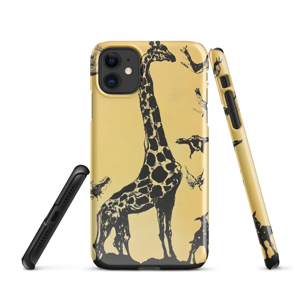Whimsical Harmony of Giraffe and Birds