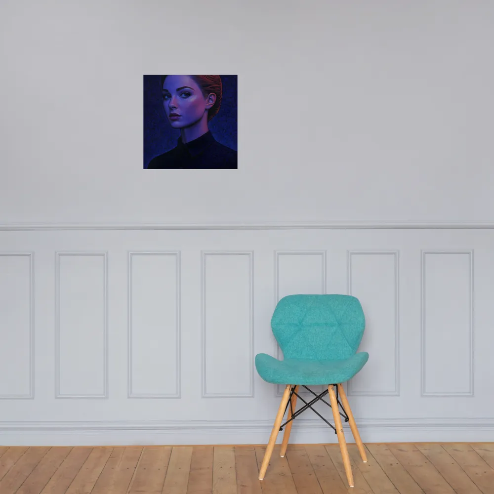 Ethereal Portrait in Blue and Red | Poster | 16″×16″
