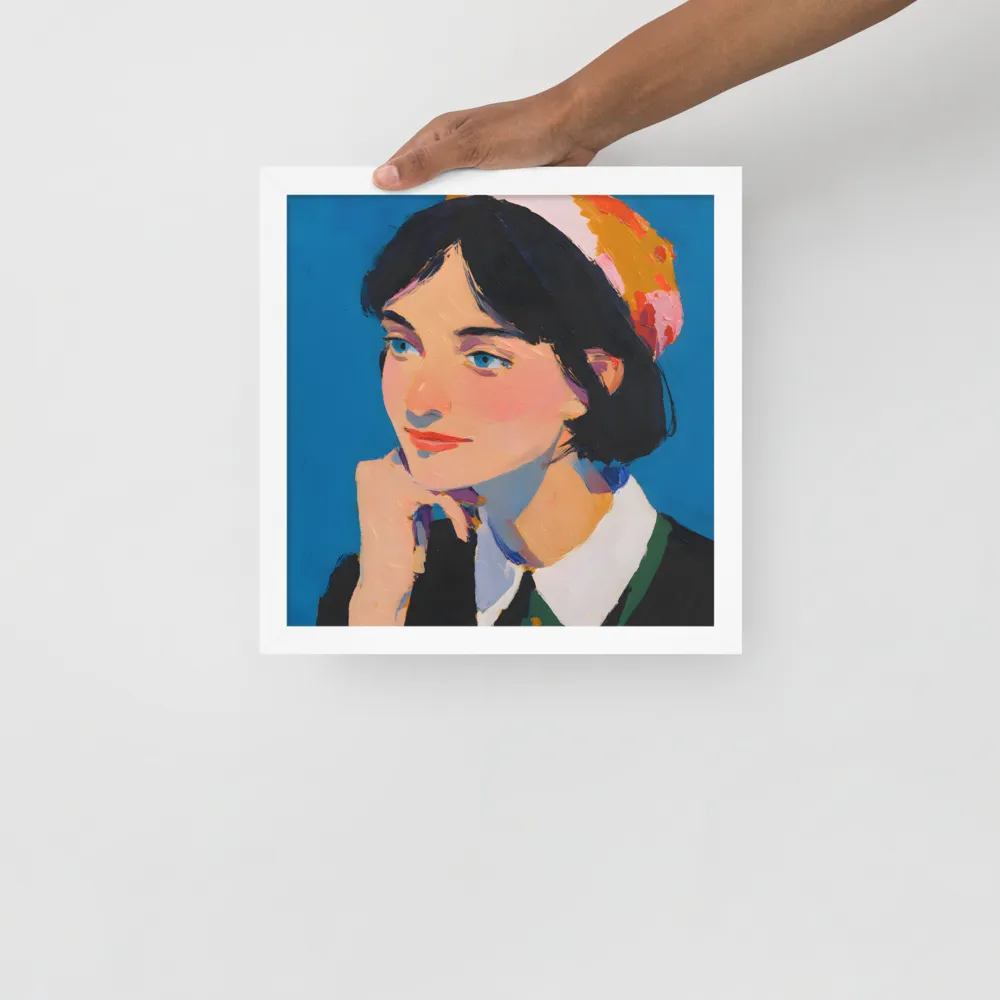 Blue Portrait 
 Poster with White Frame | 12″x 12″