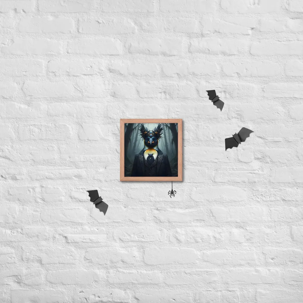 Regal Penguin 
 Poster with Red oak Frame | 10″x 10″