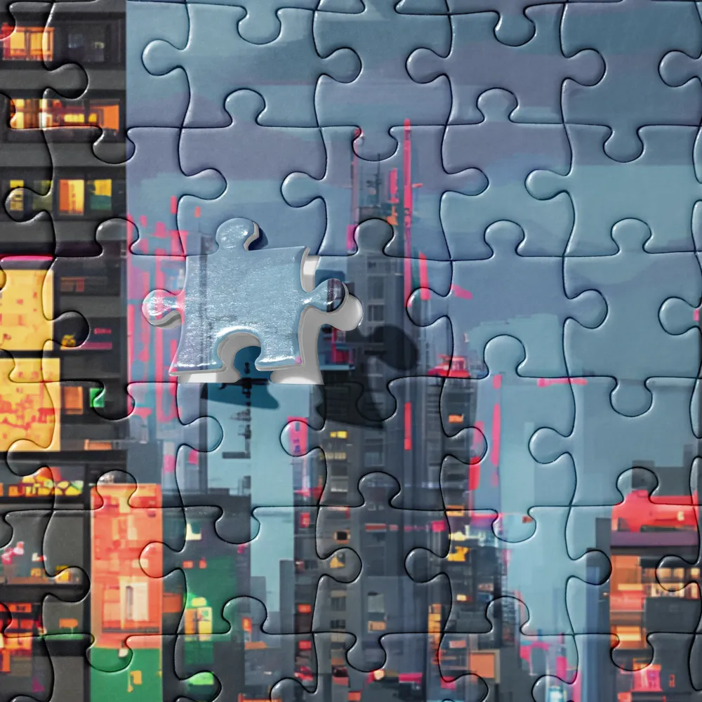 Neon Dreams: A Pixelated Urban Night | Jigsaw Puzzle | 520 pieces