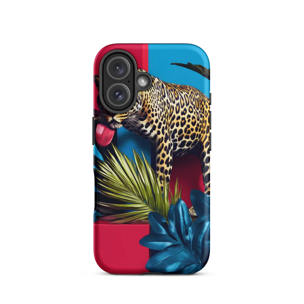 Playful Leopard in Vibrant Paradise | Phone Case |  16 | Tough Case | Matte