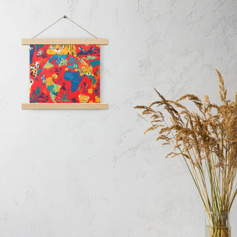 Wild Wonders of the Globe | Poster With Oak Wood Hanger | 10″×10″