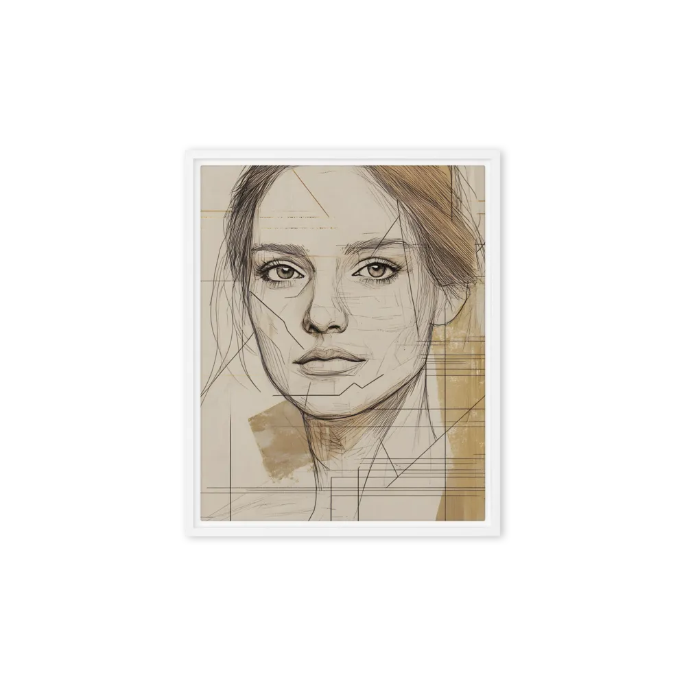Geometric Elegance: A Modern Portrait | Canvas with White Frame | 8″×10″
