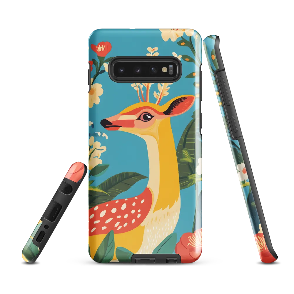 Serene Majesty: A Vibrant Deer Amidst Flora | Phone Case |  S10 Plus | Tough Case | Glossy