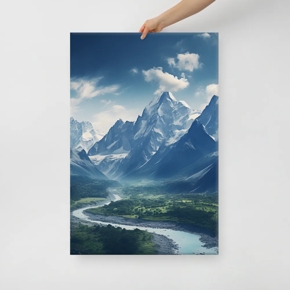 Majestic Serenity: A Landscape of Mountains and Rivers | Canvas | 24″×36″